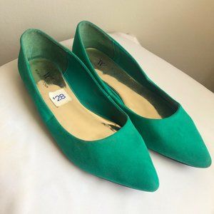 Pointed Toe Slip On Flat Suede Shoes | Emerald